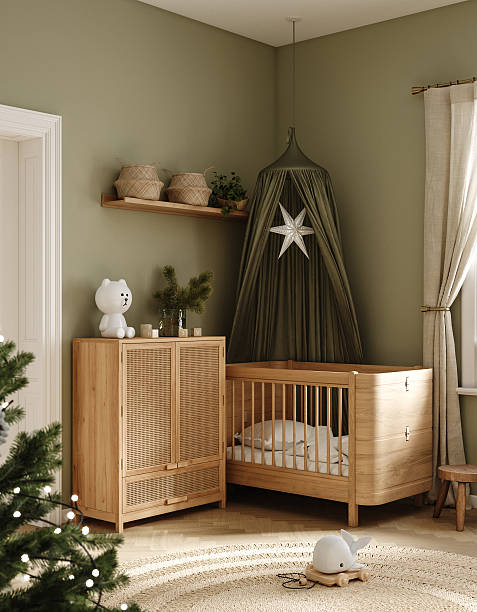 istock Cozy green nursery decorated for Christmas 2249457858