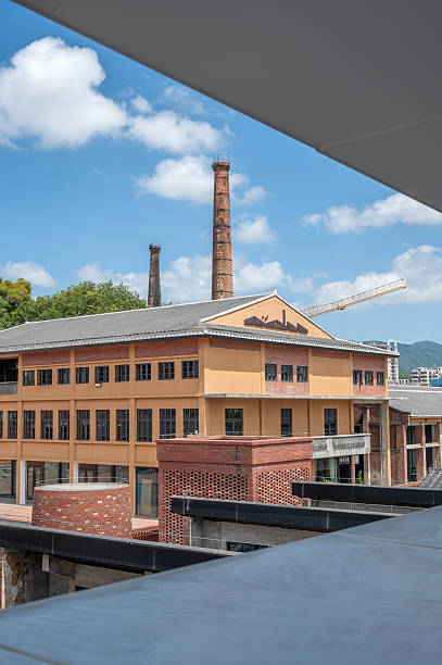 Chimneys and brick factory buildings