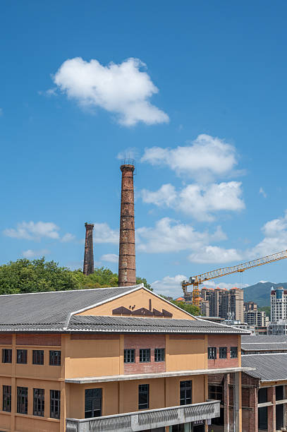 Chimneys and brick factory buildings