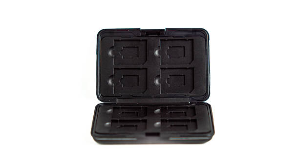 istock Black memory card slot with white background. Slot to save memory card. 2249468228