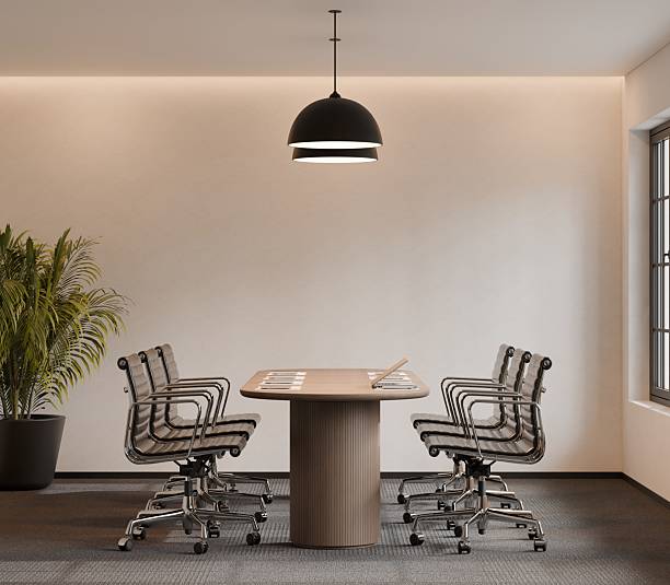 istock Modern Small Meeting Room Interior with Poster Frames Mockup – 3D Rendering 2249468412