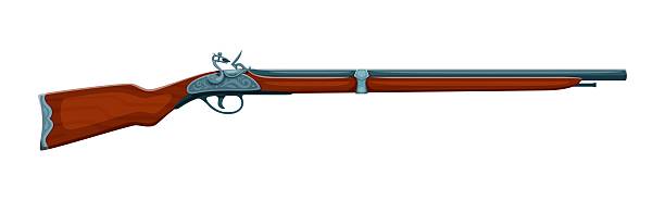 Cartoon corsair pirate bandit flintlock rifle weapon. Pirate skipper antique gunpowder isolated vector weapon, buccaneer or privateer sailor cartoon flintlock musket. Filibuster 18th century gun