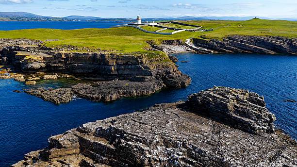 istock Aerial view of St. John's Point peninsula with lighthouse complex on dramatic rocky coastline, County Donegal Ireland, Atlantic Ocean landscape with distant mountains, Travel, heritage and maritime navigation concept 2249483422