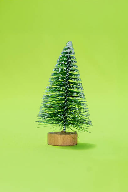 istock Christmas, miniature and tree on green background for decoration and abstract concept. 2249484424