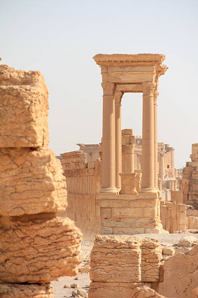 istock Ancient Architecture with Stone Columns and Historical Buildings in a Desert Landscape, Temple of Bel, Palmyra 2249485369