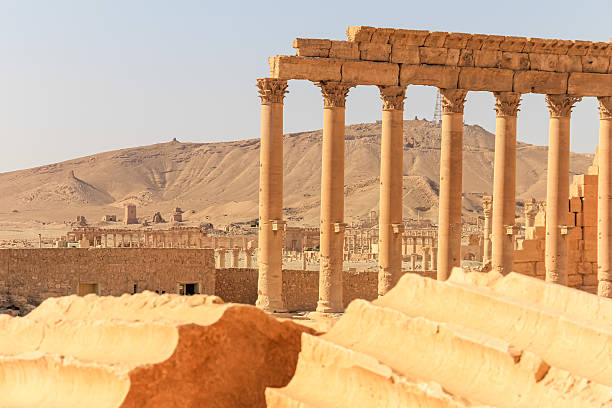istock Ancient Architecture with Stone Columns and Historical Buildings in a Desert Landscape, Temple of Bel, Palmyra 2249485906
