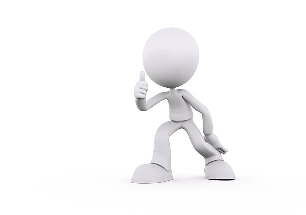 A 3D character with a smooth, featureless design stands on a plain surface, smiling and giving a thumbs up gesture. This pose expresses positivity and encouragement. This is a 3d render illustration