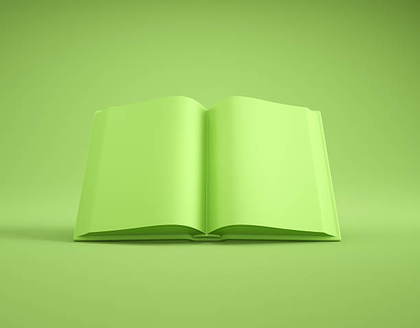 istock Green open book floating in the air on a solid green background creating a calm and minimalist scene. 2249486379