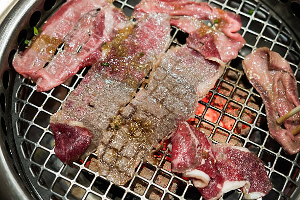 istock Beef Meat grilled on the chopsticks on a charcoal stove. 2249487846