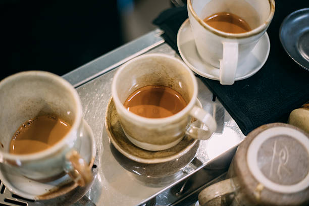 istock Close up hot coffee cup in cafe 2249491191