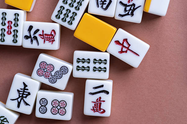 istock Mahjong tiles lined up on a light background 2249493760