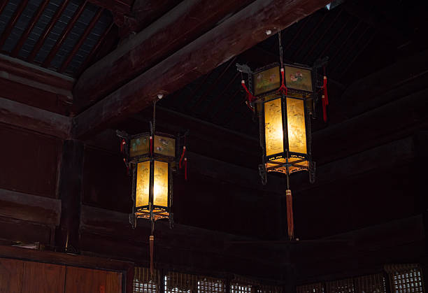 istock Elegant lanterns illuminate a traditional interior in a historic building at twilight 2249494436