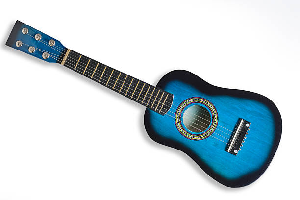 istock Acoustic guitar is blue on white background. View from above. 2249495271