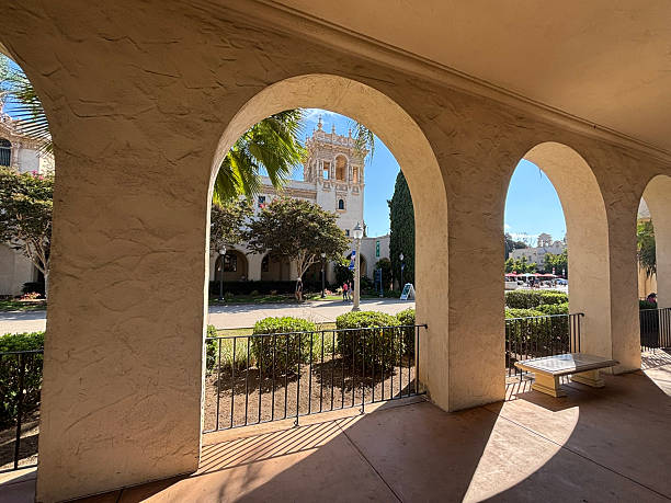 istock Balboa Park in San Diego, old buildings through arches 2249495836