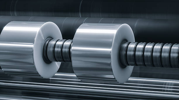 istock Automatic industrial machine for producing polyethylene bags or packaging products in plastic film. Automatic packaging products and food products concept 2249502390
