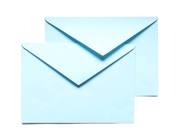 istock Blue envelopes isolated on white, top view. Mockup for design 2249503980