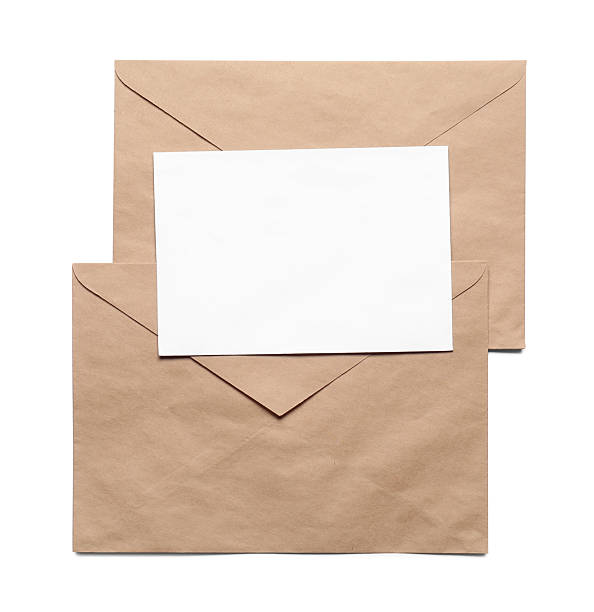 istock Envelopes isolated with card on white, top view. Mockup for design 2249504054