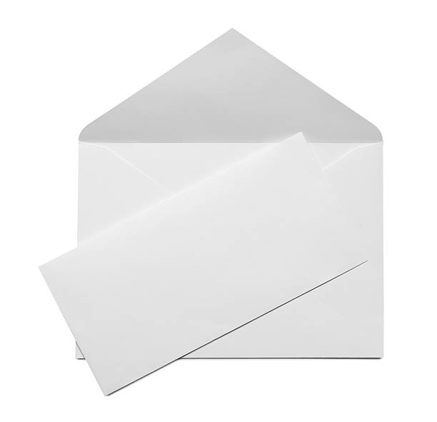 istock Envelope with card isolated on white, top view. Mockup for design 2249504061