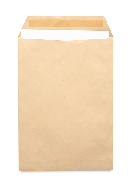 istock Envelope with card isolated on white, top view. Mockup for design 2249504096