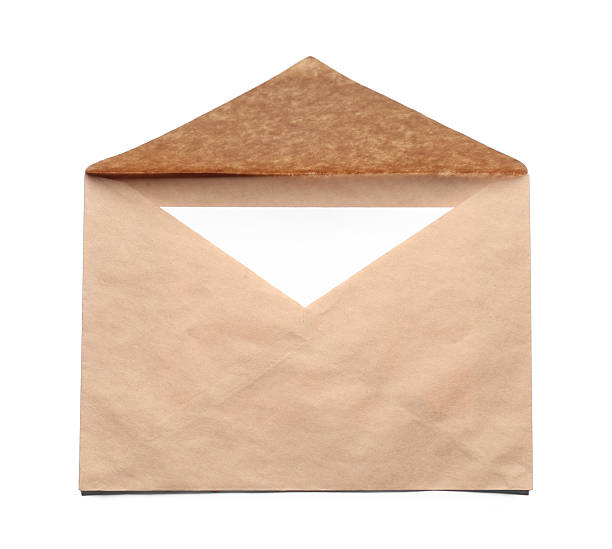 istock Envelope with card isolated on white, top view. Mockup for design 2249504098