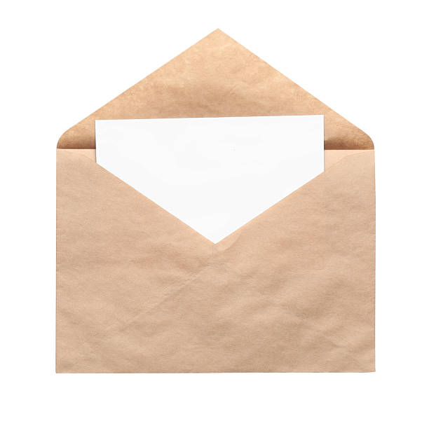 istock Envelope with card isolated on white, top view. Mockup for design 2249504111