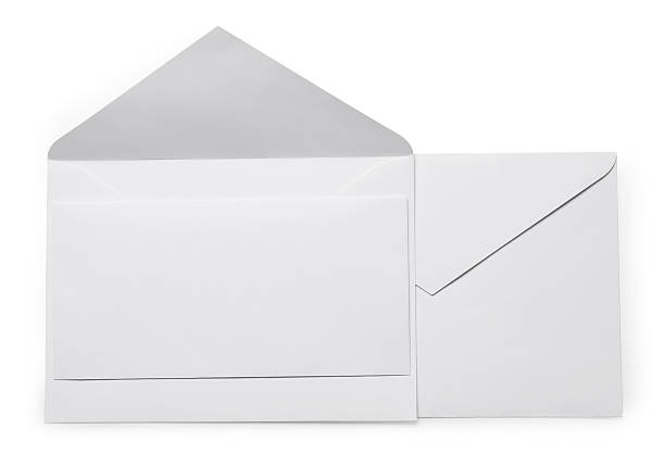 istock Envelopes with card isolated on white, top view. Mockup for design 2249504112