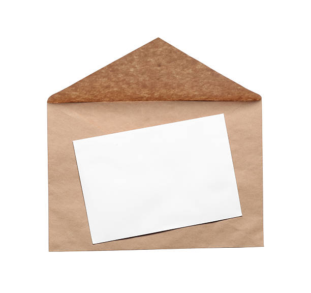 istock Envelope with card isolated on white, top view. Mockup for design 2249504171