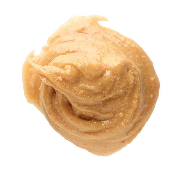 istock Sample of tasty nut butter isolated on white, top view 2249505590