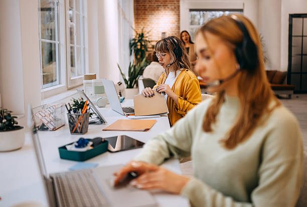 istock Customer support businesswoman working with headset 2249513991