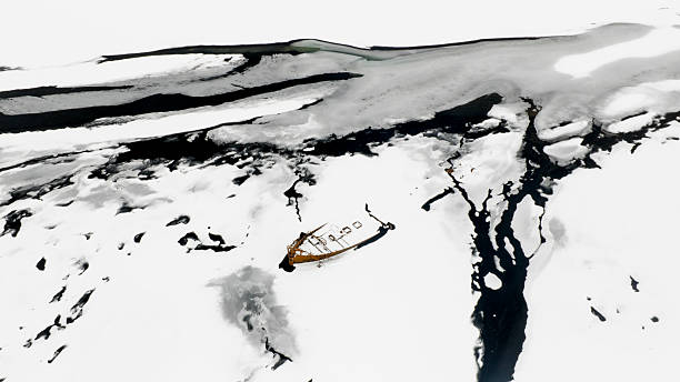 istock Stranded Boat on a Frozen River in Iceland 2249514045