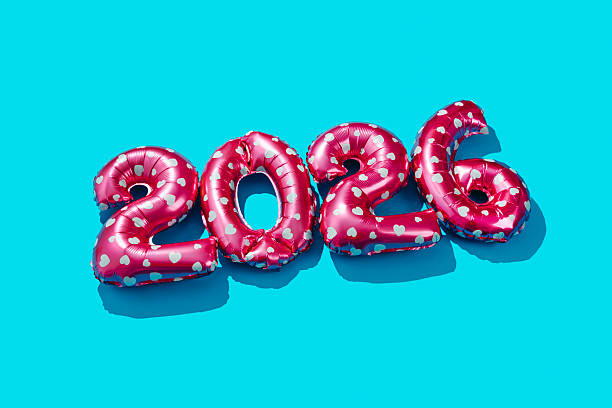 istock pink balloons form number 2026 as the new year 2249517072