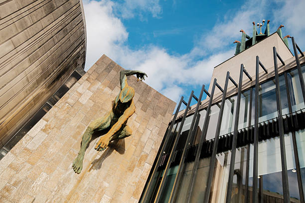 Newcastle upon Tyne UK: 8th Nov 2025: River God Tyne statue close up at Newcastle Civic Centre on a sunny day