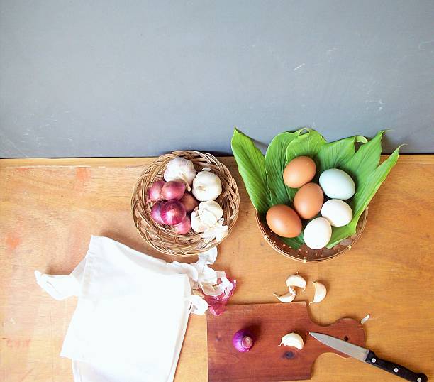 Close up of several types of fresh eggs ready to be cooked into a nutritious and healthy breakfast.