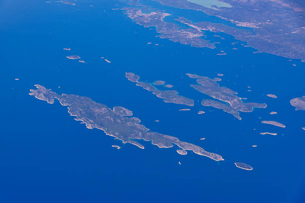 Croatian coast shot from an airplane