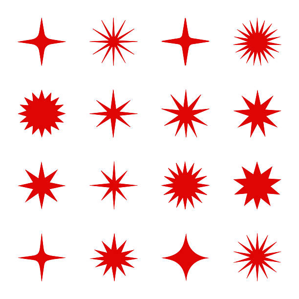 Red starburst sticker set with price tags, sale stickers, and quality marks. Retro sunburst design, sale icons, and vector labels perfect for marketing, branding, and pricing. Vector illustration