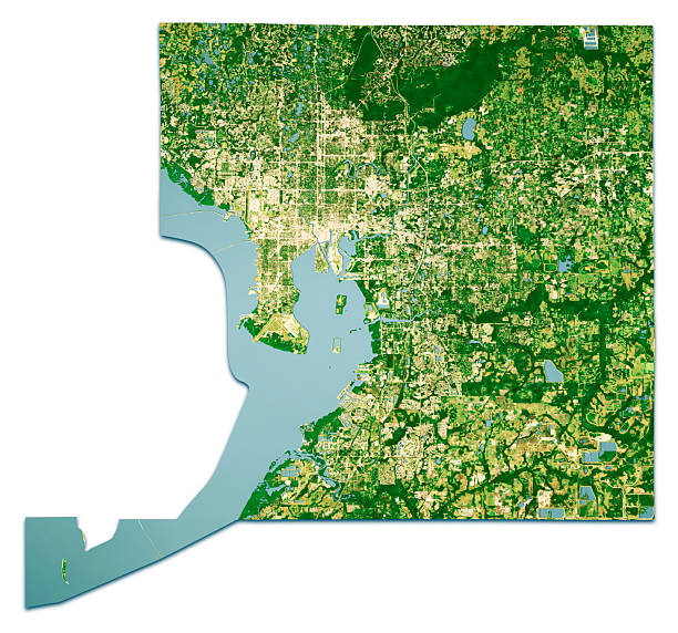 istock Hillsborough County FL Satellite Topographic Map 3D Render Isolated Color 2249534804