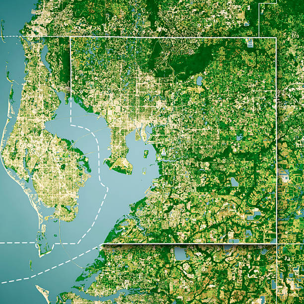 istock Hillsborough County FL Satellite Topographic Map 3D Render Color Border 2249534843