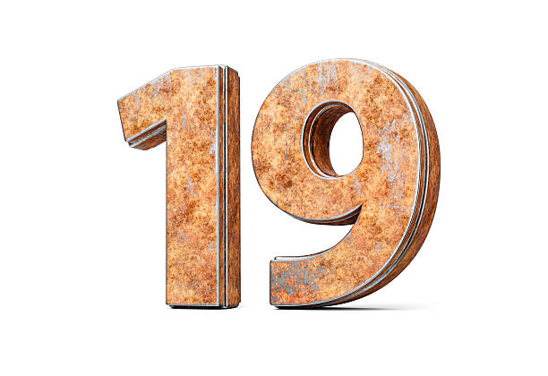 istock Number Nineteen 19 Digit Made Of Old Rusty Iron Metal Texture On White Background 3d Illustration 2249541105