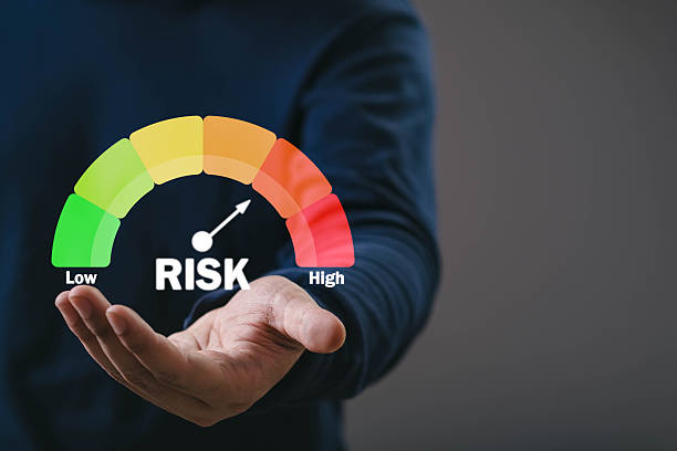 istock Hand presenting a colorful risk level gauge from low to high, symbolizing business risk assessment, financial decision-making, strategy planning, and evaluation in a modern corporate environment. 2249541496