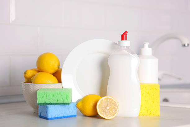 istock Dishwashing detergent on the background of the kitchen 2249545467