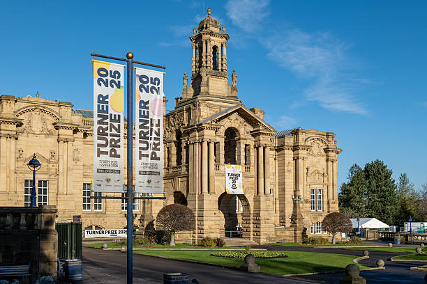 Bradford, UK Dec 2 2025 - Turner Prize banners outside Cartwright Hall which hosted the 2025 edition of the contemporary art prize; part of Bradford's city of culture celebrations.