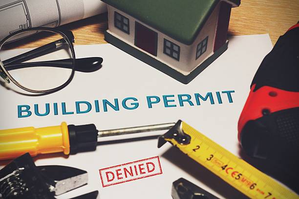 istock Rejected Buildings Permit concept with declined residential building project 2249550076
