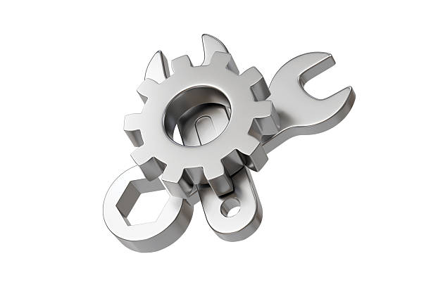 3d wrench and gear icon. settings maintenance concept. minimal cartoon service tools configuration repair icon for app icon web banner. isolated on white background. 3d render.