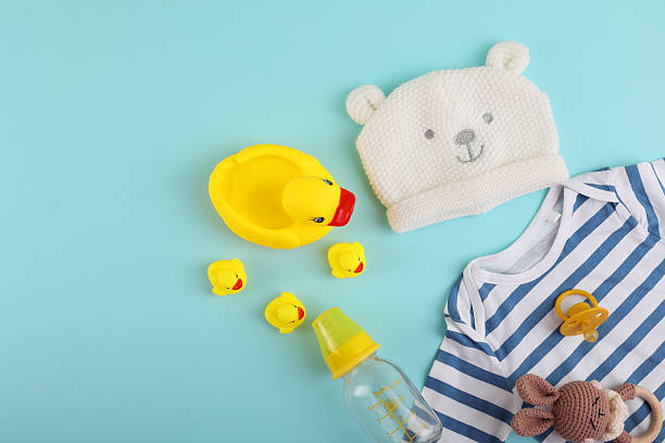 istock Accessories for newborns. Newborn background with space for text 2249554029