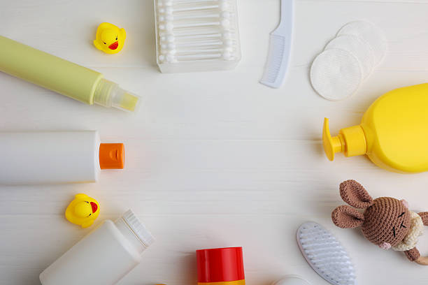 istock Adorable and delightful Baby Bath Essentials in a cheerful and bright shade 2249554252