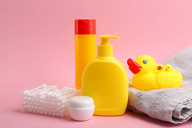 istock Adorable and delightful Baby Bath Essentials in a cheerful and bright shade 2249554320