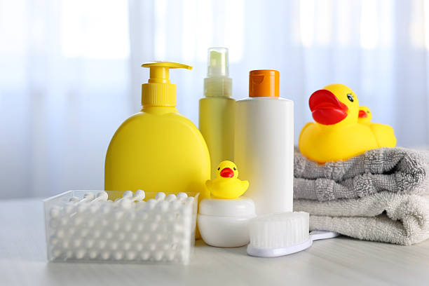 istock Adorable and delightful Baby Bath Essentials in a cheerful and bright shade 2249554340