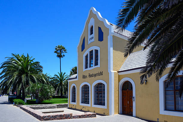 Swakopmund, Namibia – November 7, 2025: facade of the old german courthouse in Swakopmund, Namibia