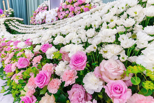 Floral altars for funerals in Japan