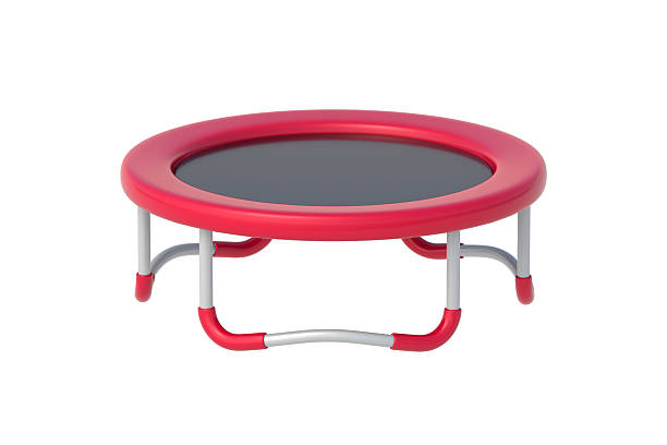 istock Trampoline isolated on white background. Jumping device. Mat for bouncing. Gymnastic apparatus. Toy for children. Acrobatics equipment. Round elastic springboard. 3d render 2249573096